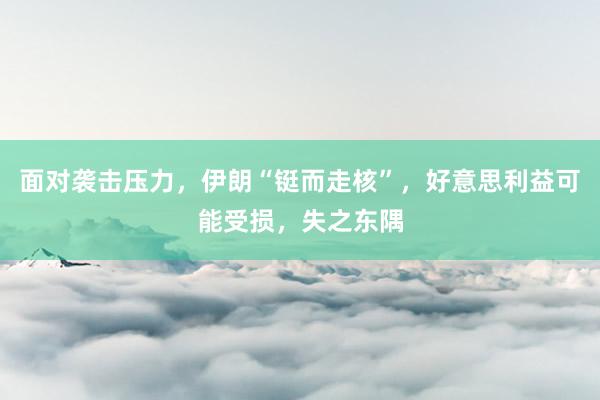面对袭击压力，伊朗“铤而走核”，好意思利益可能受损，失之东隅