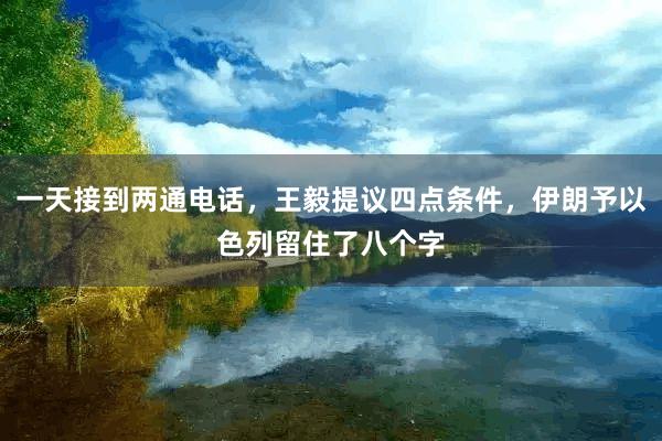 一天接到两通电话，王毅提议四点条件，伊朗予以色列留住了八个字