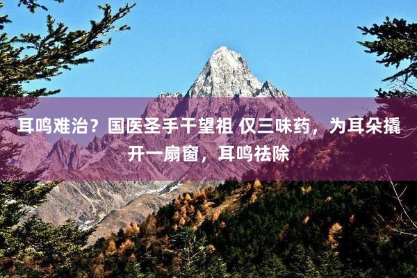 耳鸣难治？国医圣手干望祖 仅三味药，为耳朵撬开一扇窗，耳鸣祛除